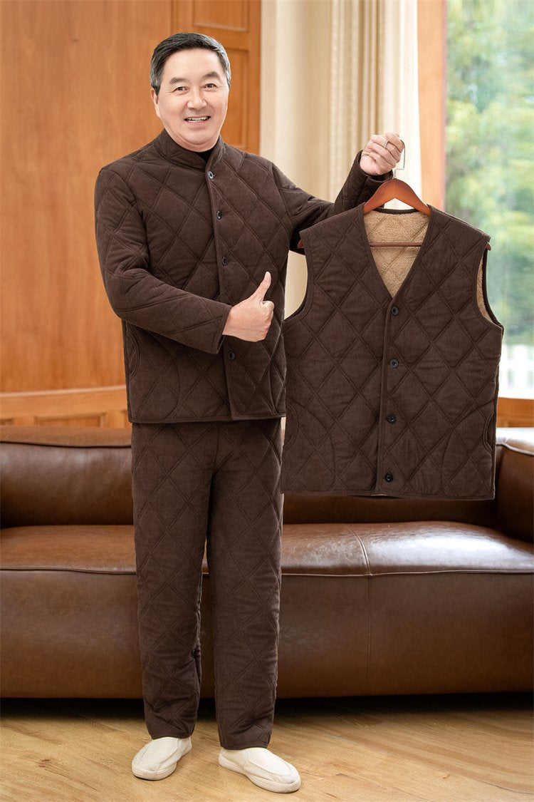 Winter Dads Cotton Padded Jacket And Pants Set