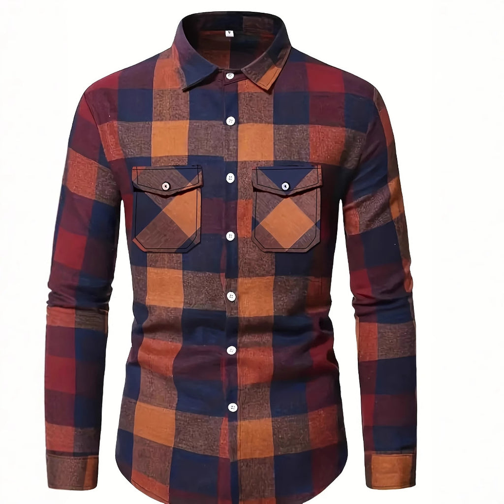 Mens Stylish Long-Sleeve Lapel Shirt