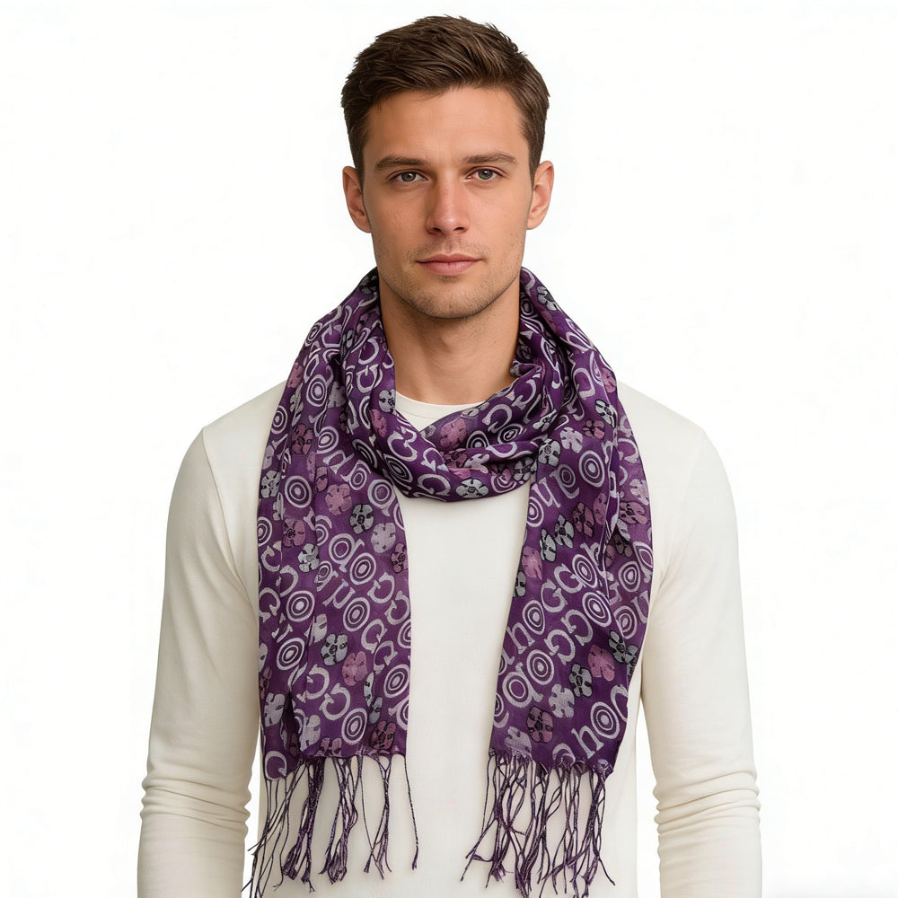 2pcs Purple Flowy Boho Viscose Watercolor Inspired On Airy Scarf,Luxe Look For Evening Wear,Scarf,vacation,daily Life,evening Party,Office Appropriate Subtlety For Women Men