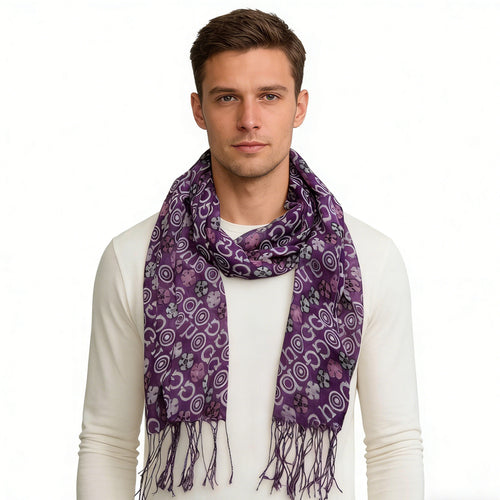 2pcs Purple Flowy Boho Viscose Watercolor Inspired On Airy Scarf,Luxe Look For Evening Wear,Scarf,vacation,daily Life,evening Party,Office Appropriate Subtlety For Women Men