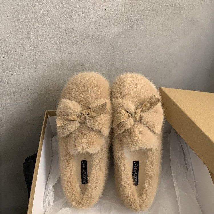 Winter Warm Bow Tie Shoes Ladies
