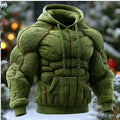 Mens Casual Sports Hooded Flannel Sweatshirt With Chest Design
