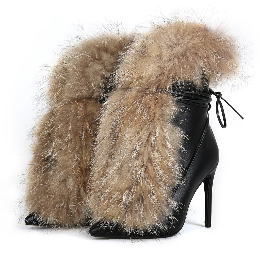 Womens Pointed-Toe Ankle Boots In Plus Sizes With Stiletto Heels