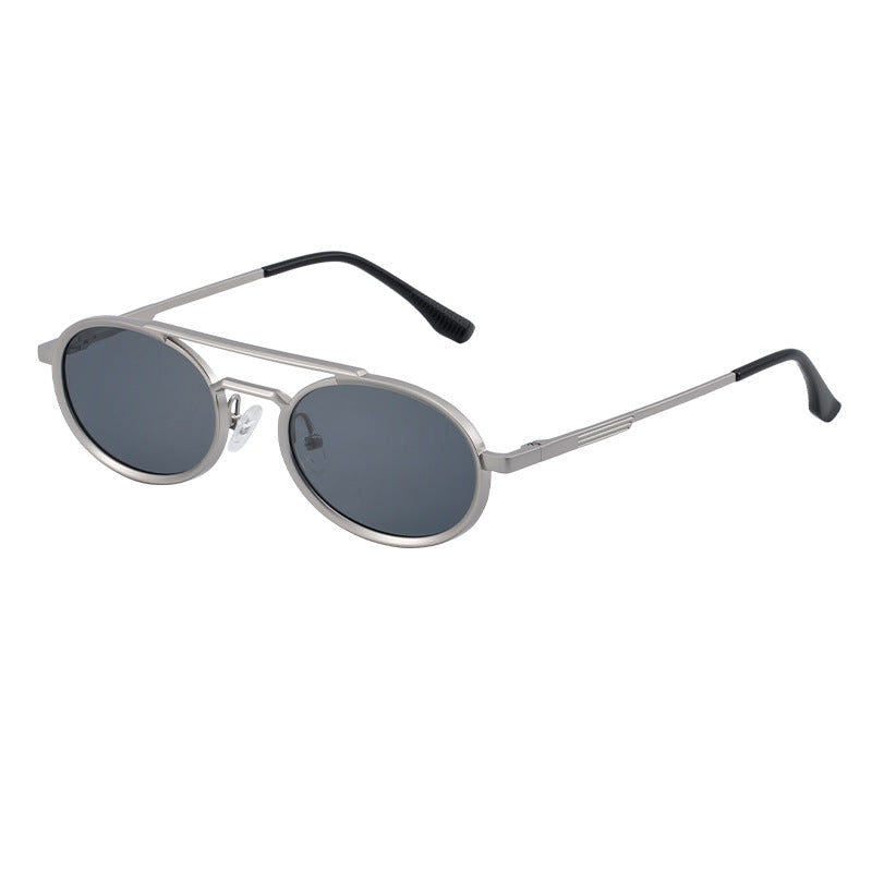 Retro-style Oval-frame Steampunk Sunglasses