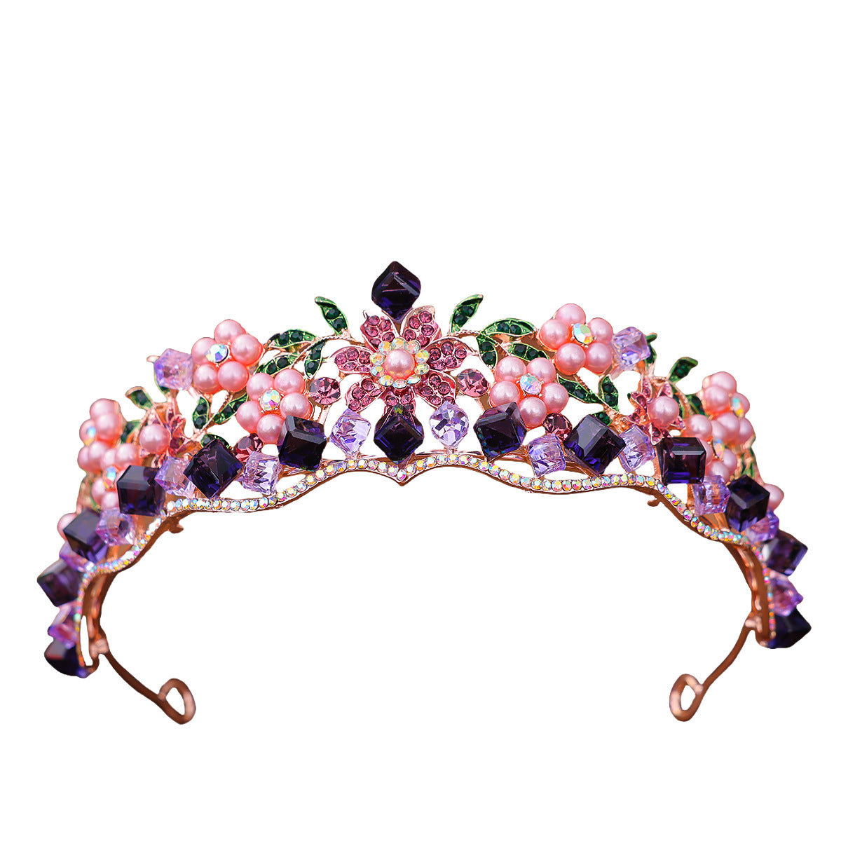 Women's Retro Purple Crystal Princess Crown Headdress