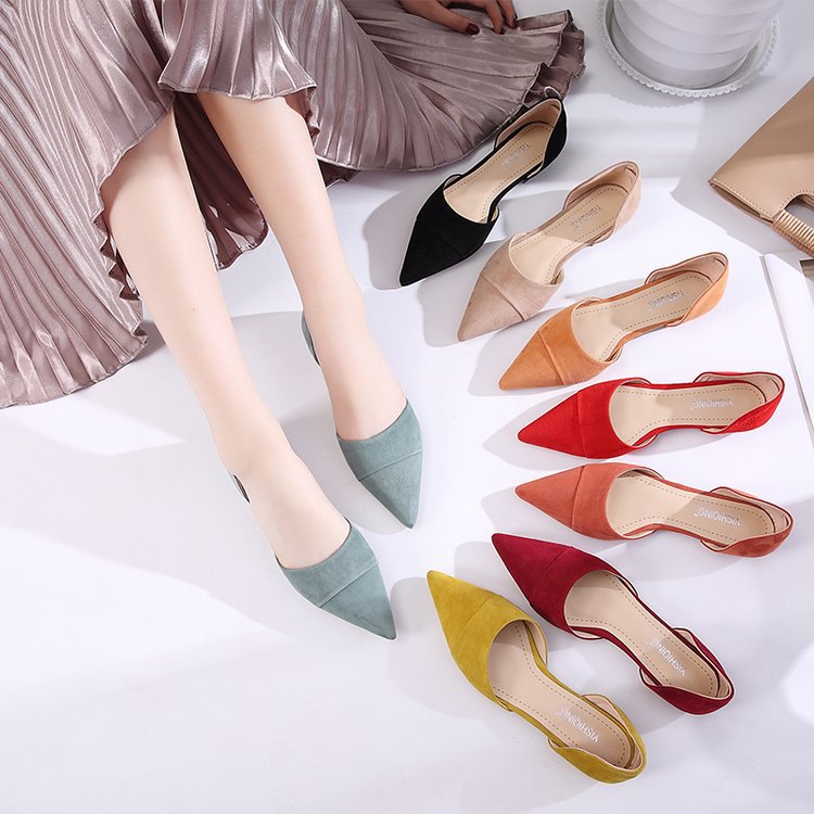 Ladies Shallow Pointed Toe Flat Peas Shoes Single Shoes
