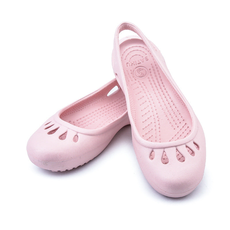 Ladies Pattern Flat Shoes Hole Shoes Flat With Toe