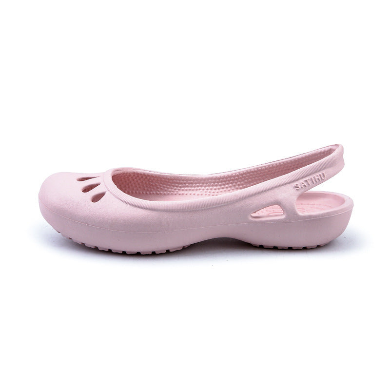 Ladies Pattern Flat Shoes Hole Shoes Flat With Toe