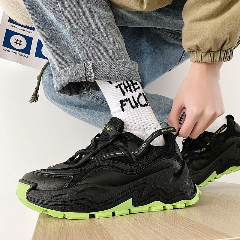 New Fashion Mens Shoes Spring Korean Retro Daddy Shoes Fashion Running Shoes Leisure Thick Soled Shoes