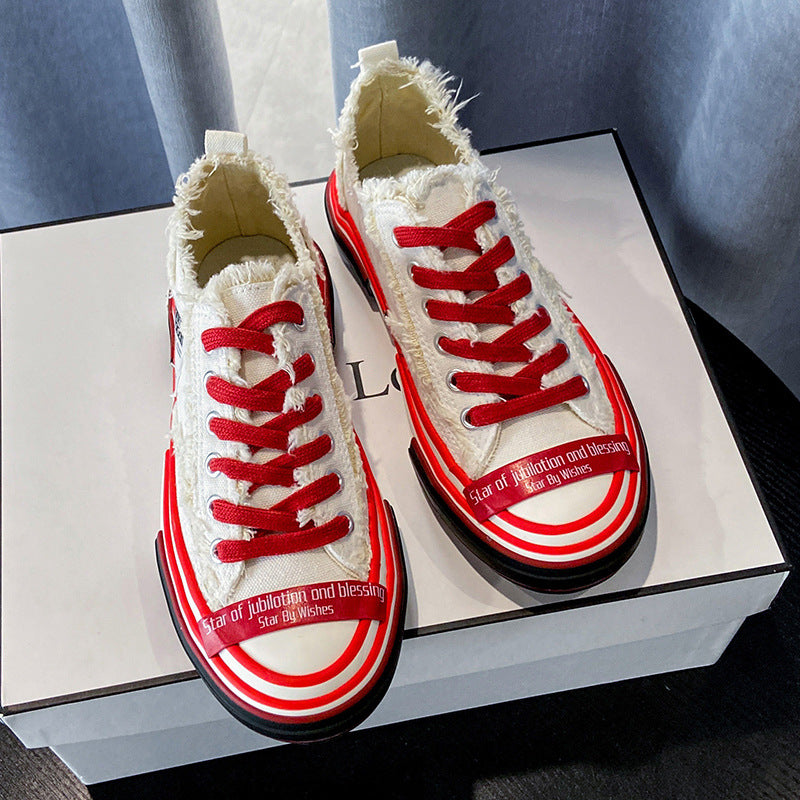 Platform stitching ladies canvas shoes