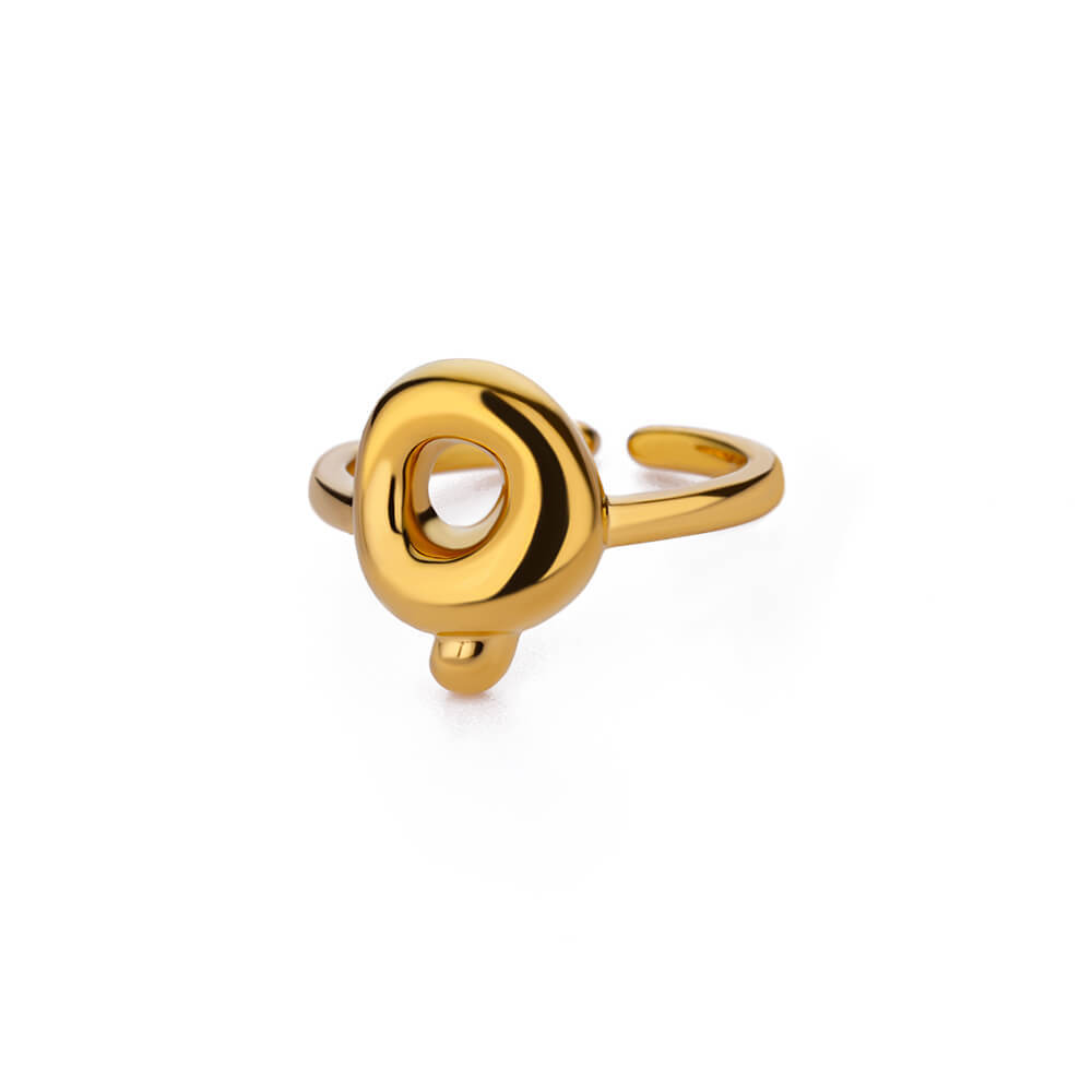 Cute Bubble Letters Ring Gold 18K Gold Plated Ring