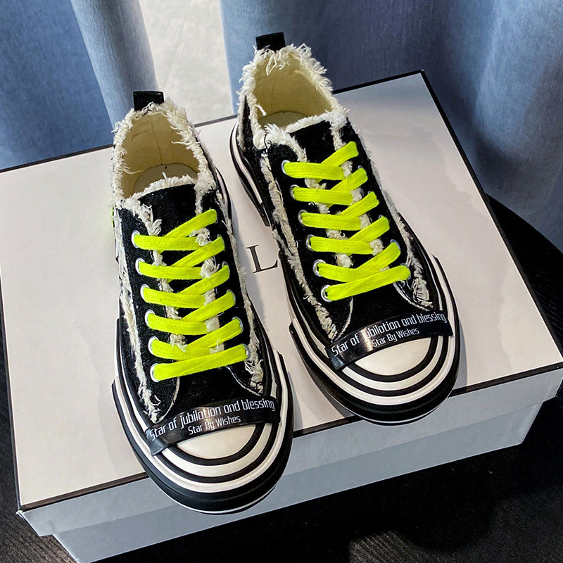 Platform stitching ladies canvas shoes