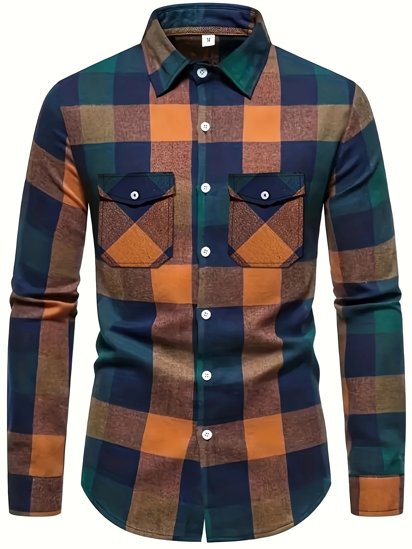 Mens Stylish Long-Sleeve Lapel Shirt