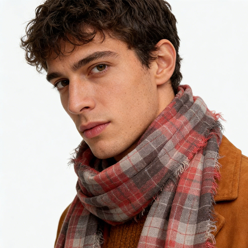 2pcs Lightweight Fashion Orange Red Yarn Dyed Scarf ,Luxe Look For Evening Wear,Scarf,vacation,daily Life,evening Party,Office Appropriate Subtlety For Women Men