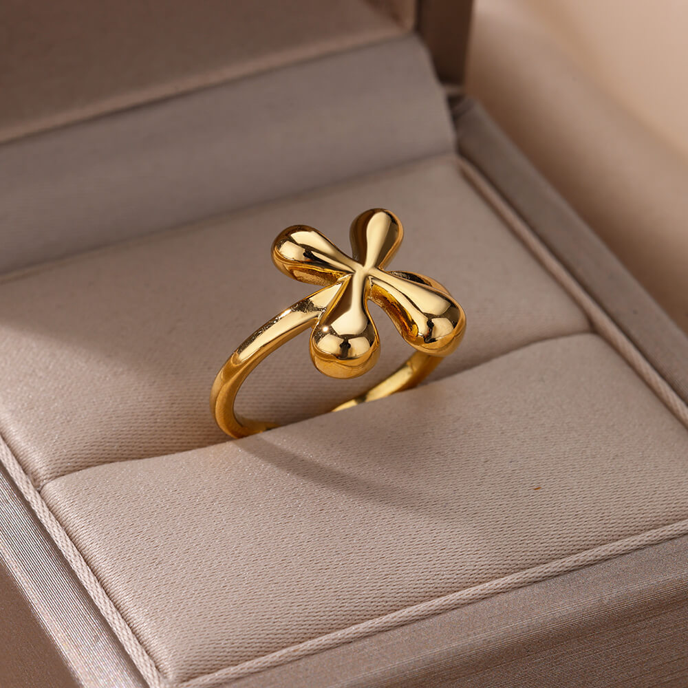 Cute Bubble Letters Ring Gold 18K Gold Plated Ring