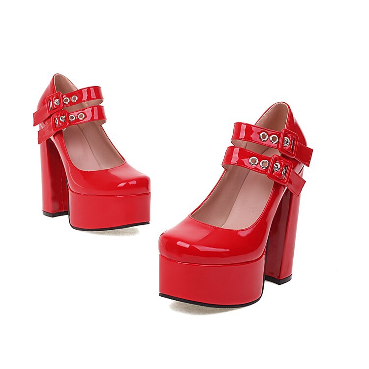 Womens Round-toe Solid-color High Heels