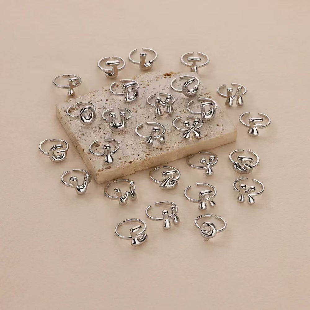 Cute Bubble Letters Ring Gold 18K Gold Plated Ring