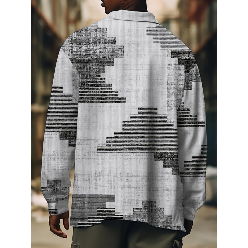 Patterned Graphic Print T-Shirt For Spring And Fall Street Style