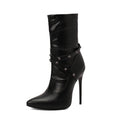 Womens European-style Mid-calf Boots With Slender High Heels