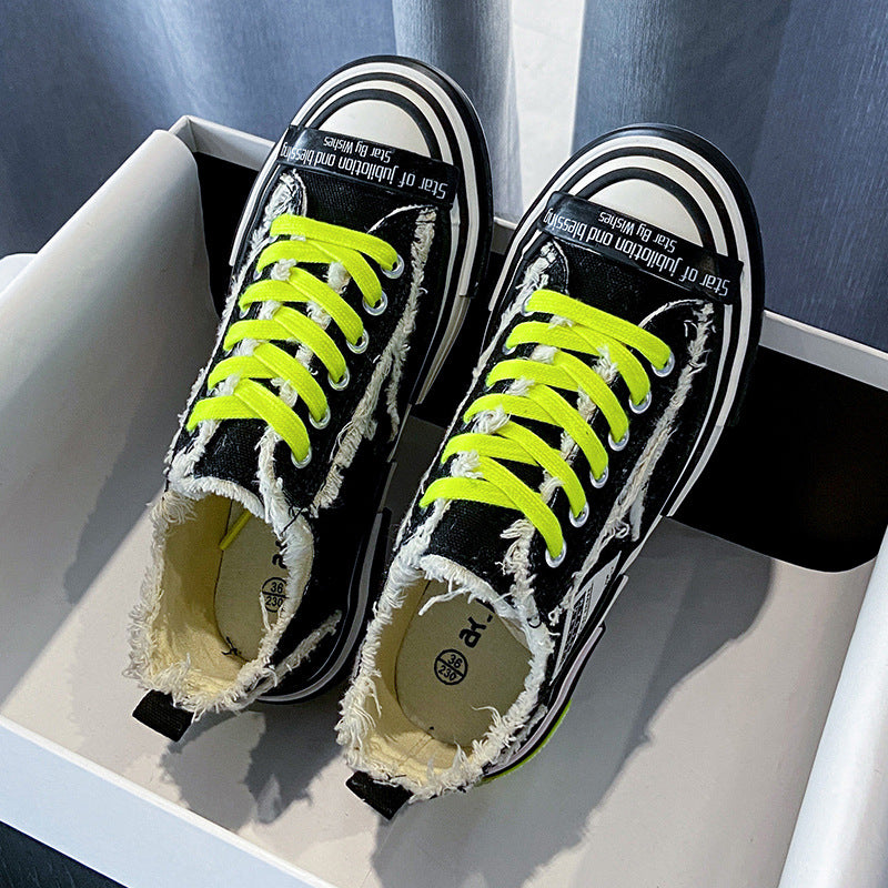 Platform stitching ladies canvas shoes