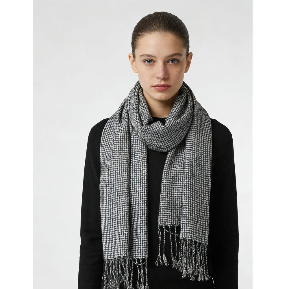 2pcs Modern Edge With Classic Colors Black White Graphic Jacquard Scarf ,Luxe Look For Evening Wear,Scarf,vacation,daily Life,evening Party,Office Appropriate Subtlety For Women Men