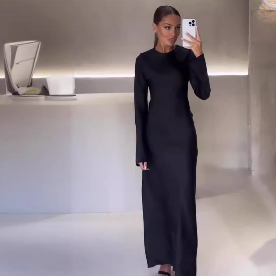 Casual Slim-fit Long Dress Perfect For Relaxed At-home Wear