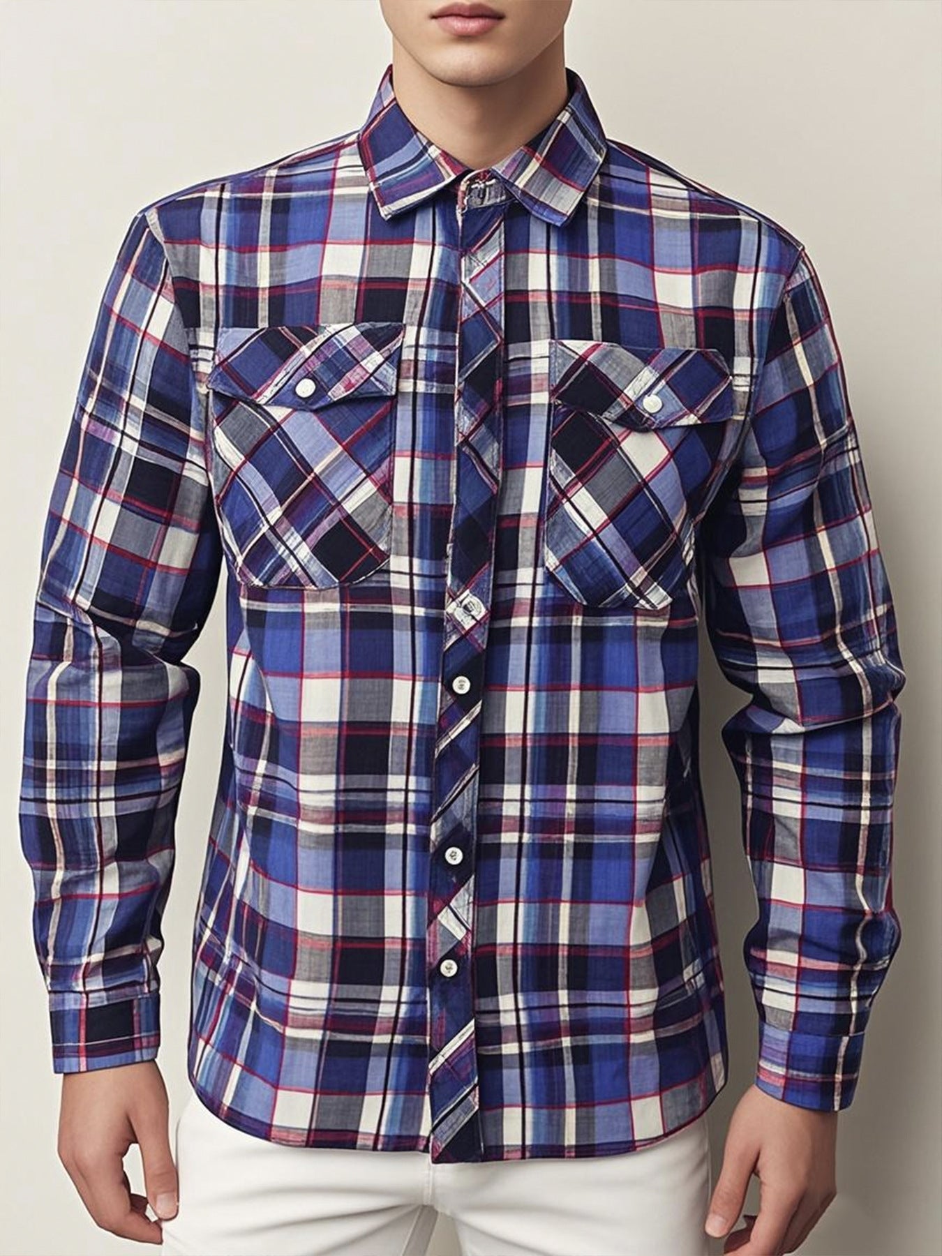 Mens Stylish Long-Sleeve Lapel Shirt