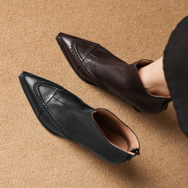 Pointed-toe Slimming Fleece-lined Womens Stiletto Heels With A Back Zipper