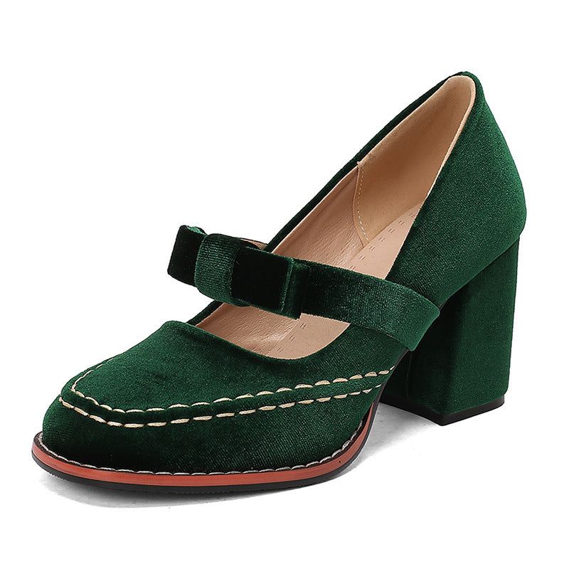 Womens Stylish Low-cut High Heels With A Bow Detail