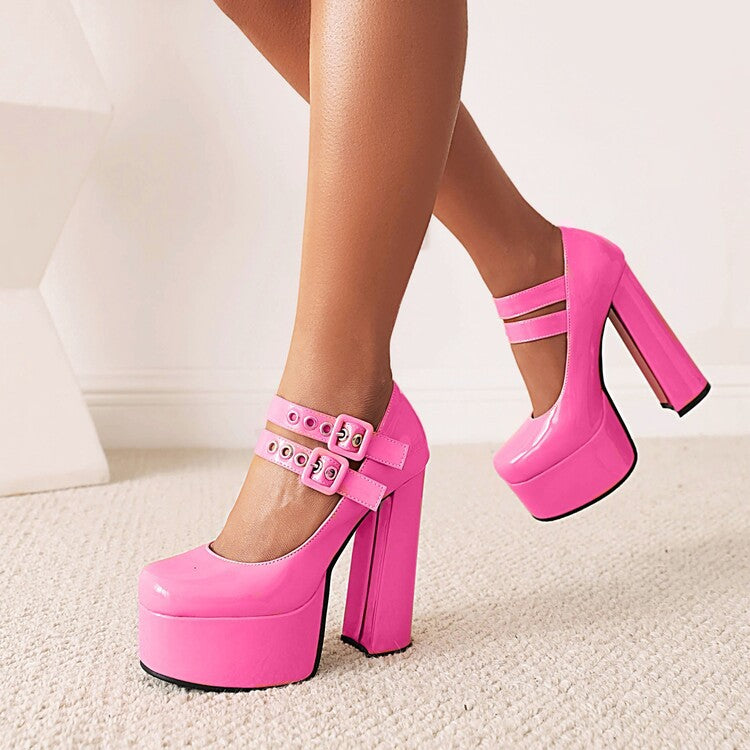 Womens Round-toe Solid-color High Heels