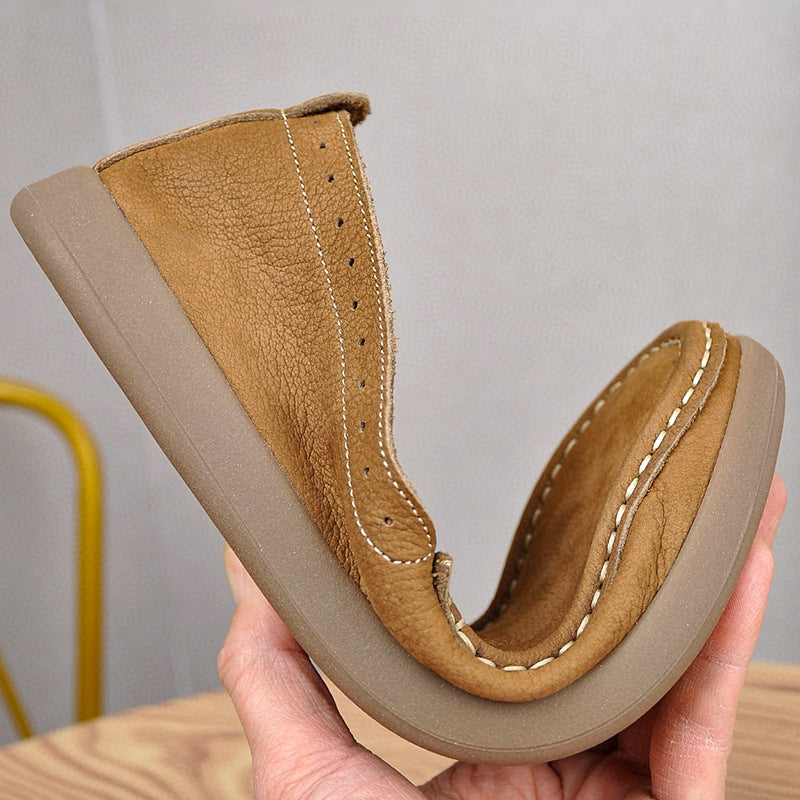 Mens Casual Breathable Soft Leather Shoes