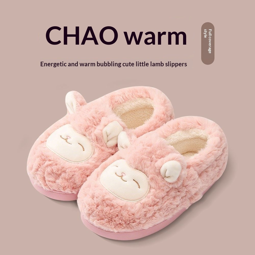 Warmth-Keeping Cotton Slippers For Couples Mens Non-Slip Fuzzy Indoor Postpartum Shoes