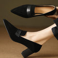 Womens Pointed-toe Loafers Chunky-heel High Heels Work Shoes