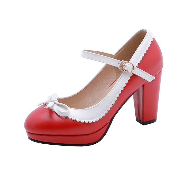 Ladies summer sweet thick heel shoes