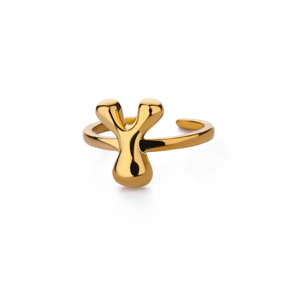 Cute Bubble Letters Ring Gold 18K Gold Plated Ring