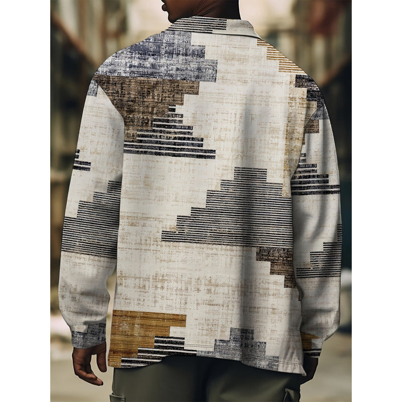 Patterned Graphic Print T-Shirt For Spring And Fall Street Style