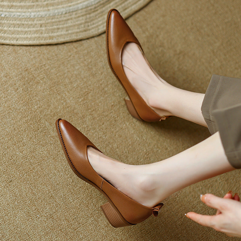 Womens Sheepskin Low-cut Heels