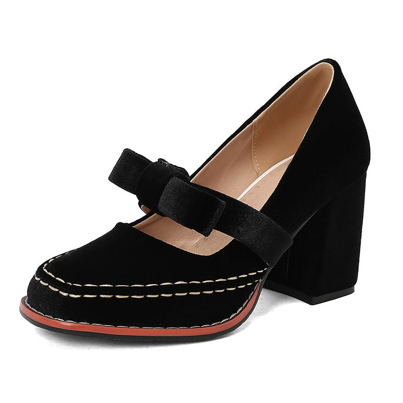 Womens Stylish Low-cut High Heels With A Bow Detail