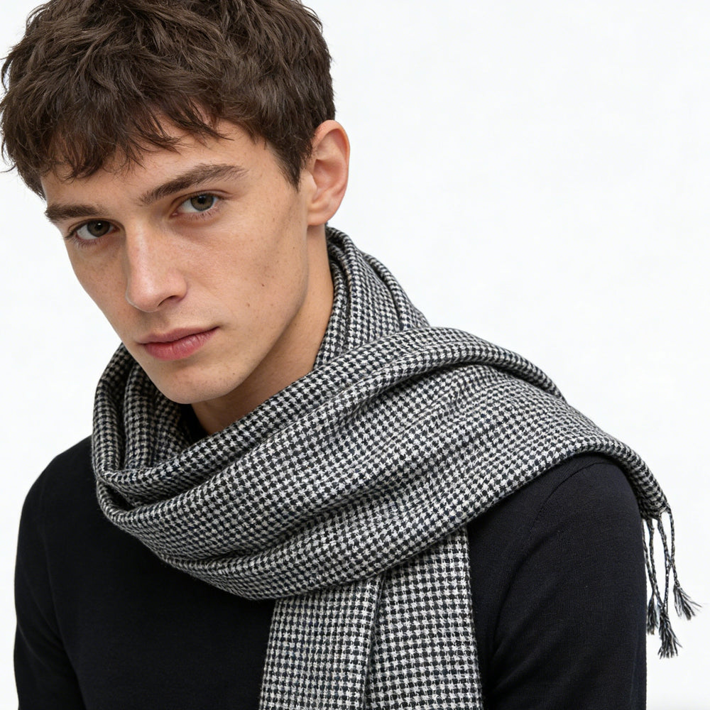 2pcs Modern Edge With Classic Colors Black White Graphic Jacquard Scarf ,Luxe Look For Evening Wear,Scarf,vacation,daily Life,evening Party,Office Appropriate Subtlety For Women Men