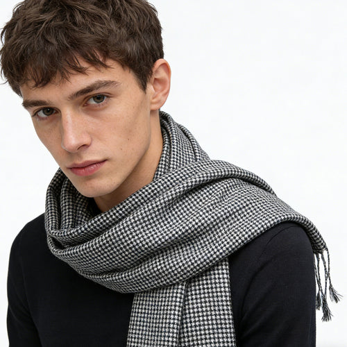 2pcs Modern Edge With Classic Colors Black White Graphic Jacquard Scarf ,Luxe Look For Evening Wear,Scarf,vacation,daily Life,evening Party,Office Appropriate Subtlety For Women Men