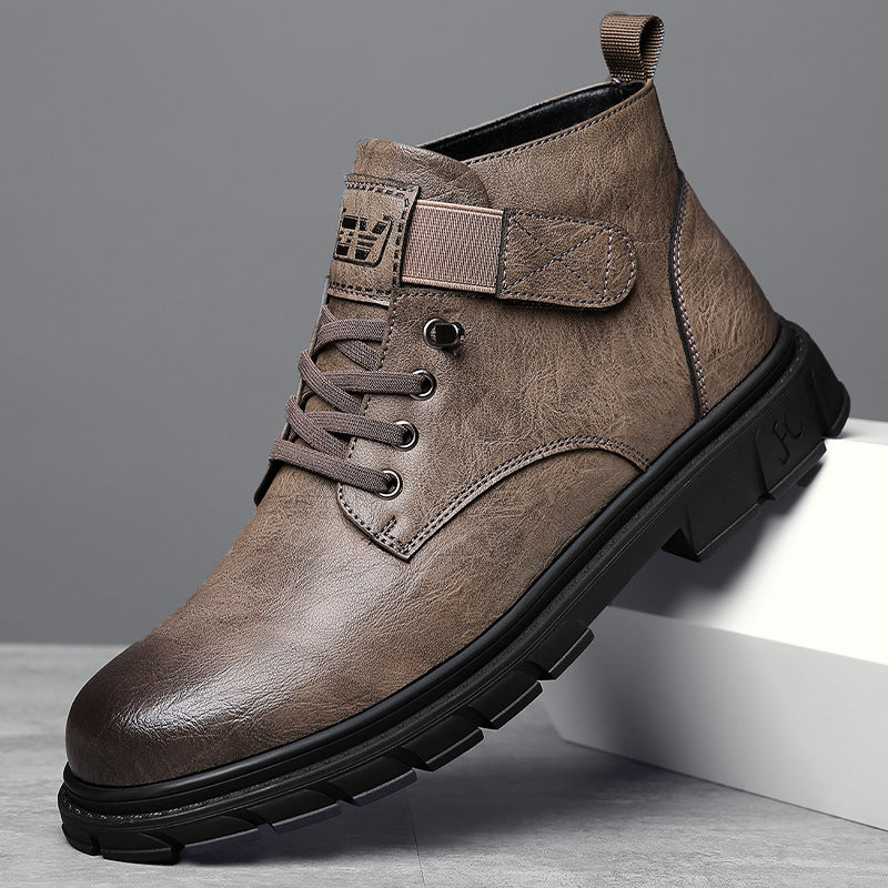 Mens Fleece-lined Insulated Non-slip High-top Cotton Shoes