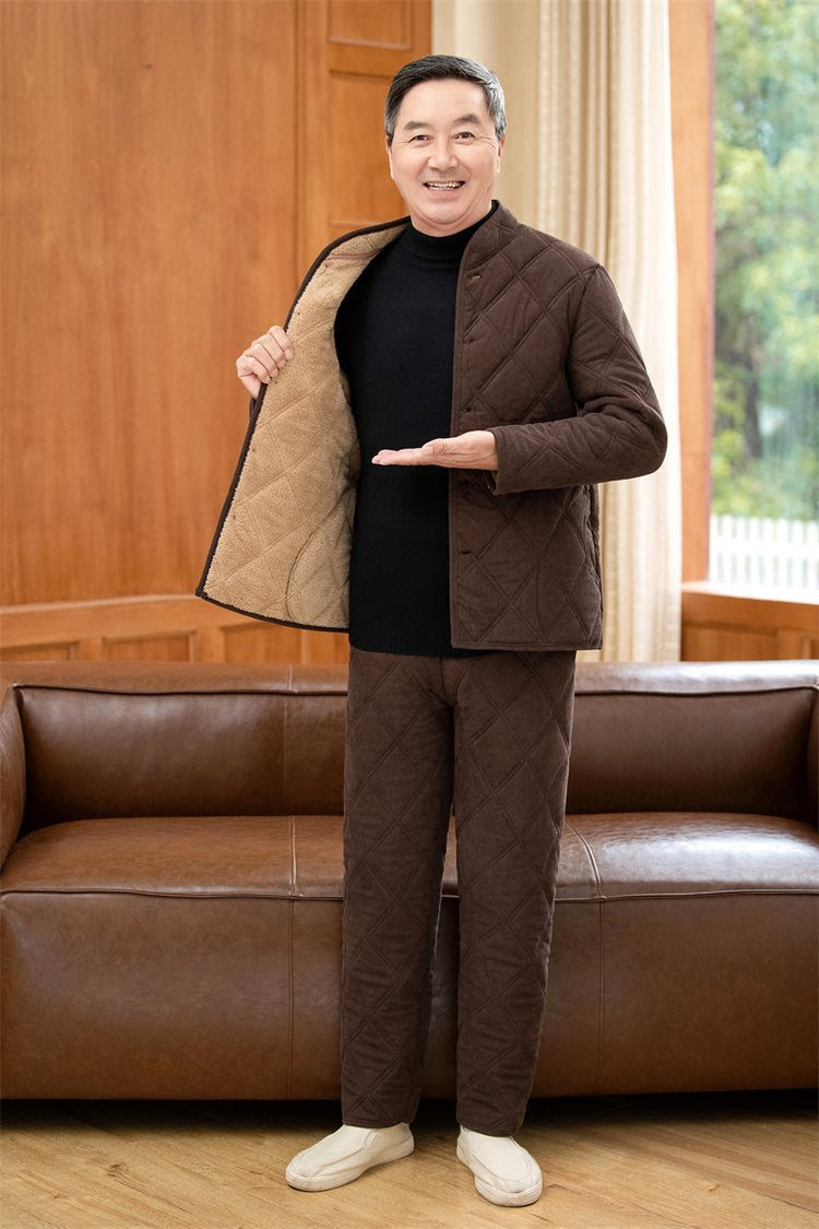 Winter Dads Cotton Padded Jacket And Pants Set