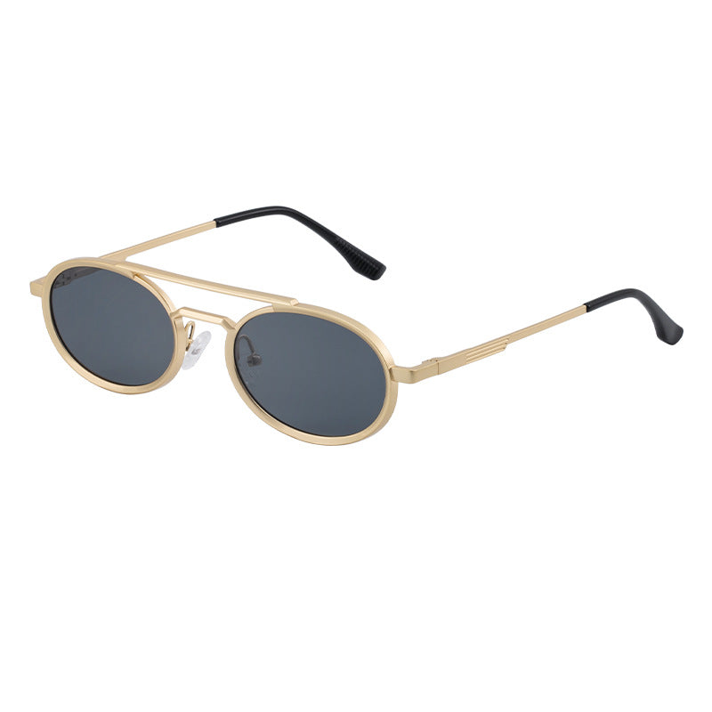 Retro-style Oval-frame Steampunk Sunglasses