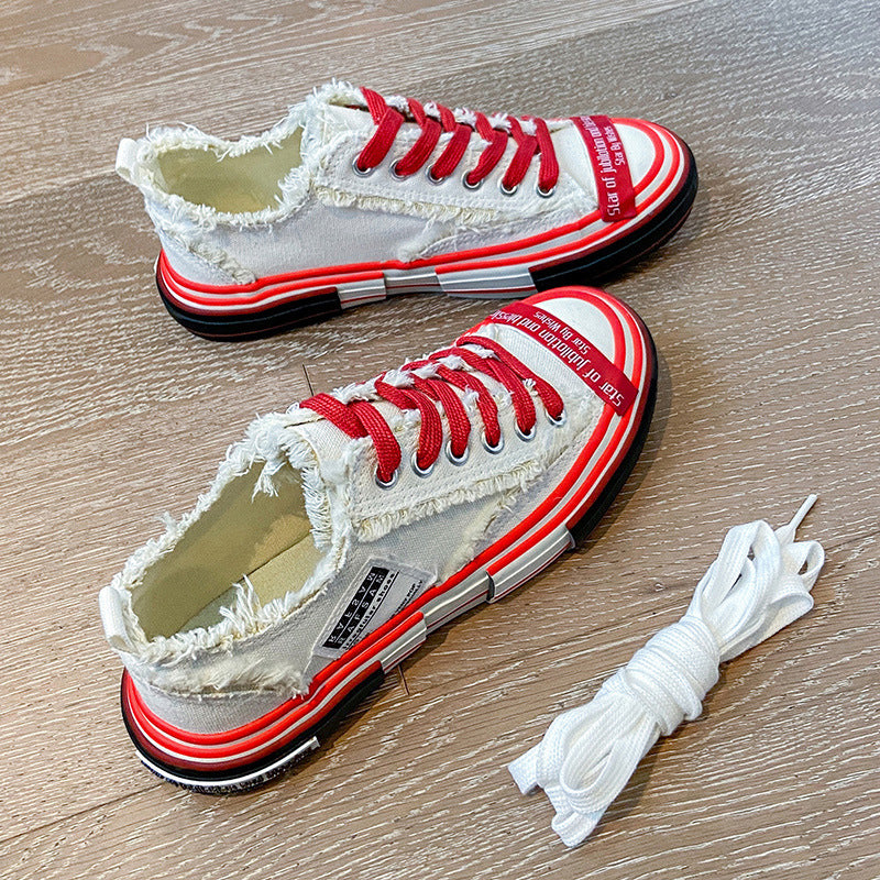 Platform stitching ladies canvas shoes