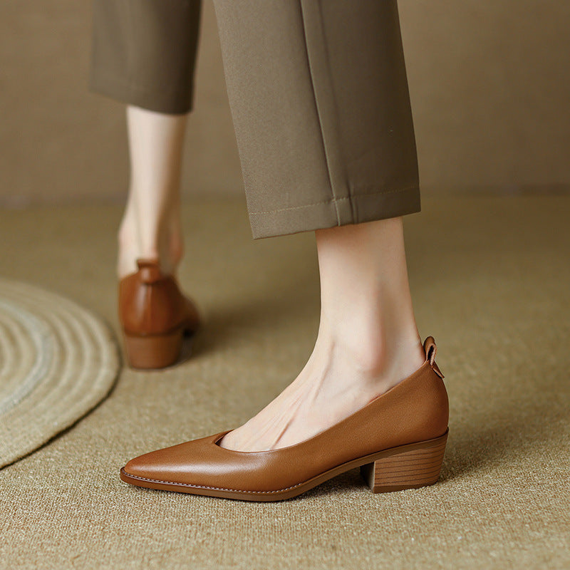 Womens Sheepskin Low-cut Heels