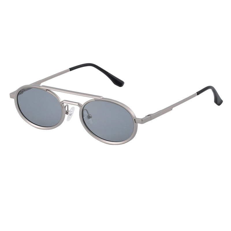 Retro-style Oval-frame Steampunk Sunglasses