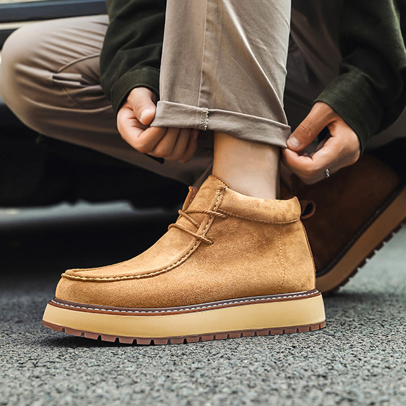 Mens Genuine Leather Suede Kangaroo Shoes Suede Martens Boots