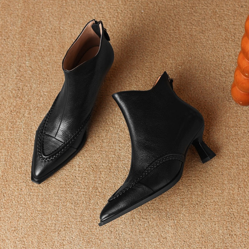 Pointed-toe Slimming Fleece-lined Womens Stiletto Heels With A Back Zipper