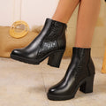 Womens Autumn High Heels In European And American Styles With Chunky Heels And Back Zippers