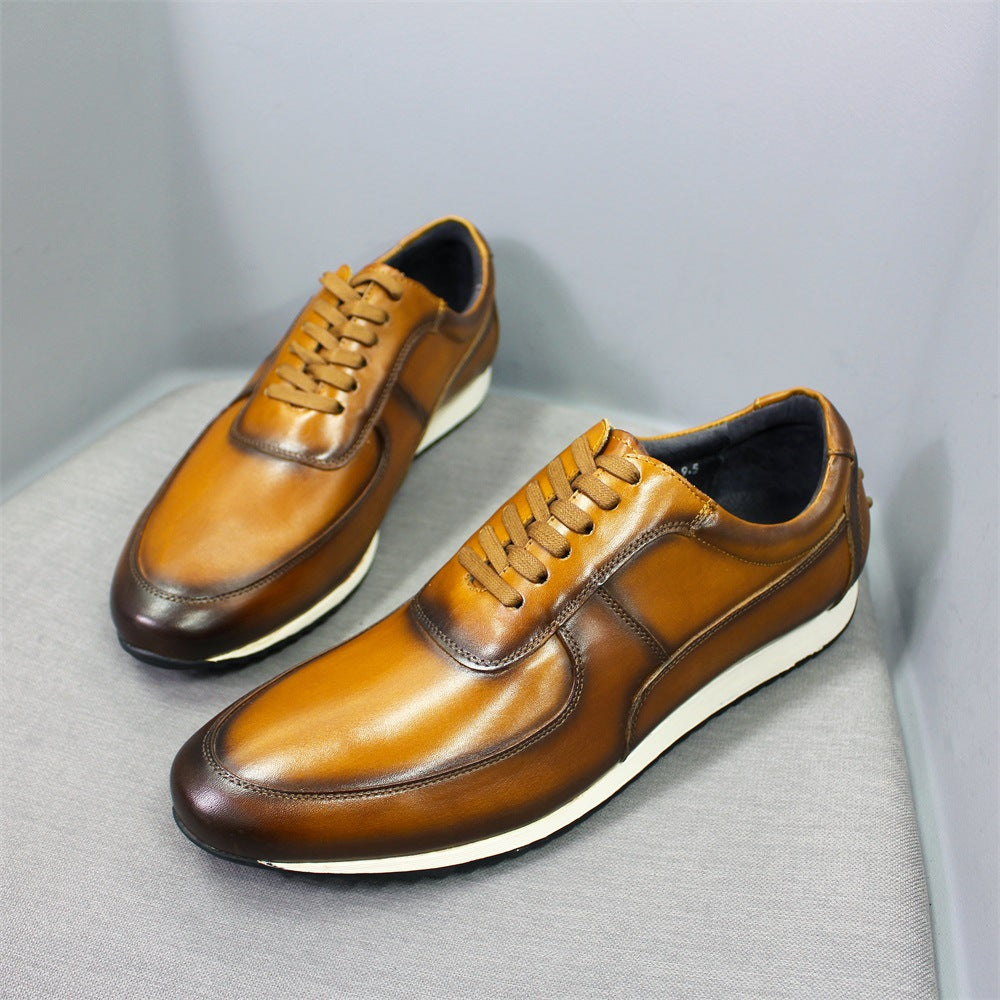 Sponge Leather Gentleman Mens Shoes With Rubber Outsole Heel